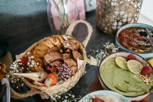 Eid Gathering Baskets Filled with Pastries, Fruits, and Chocolate Delights