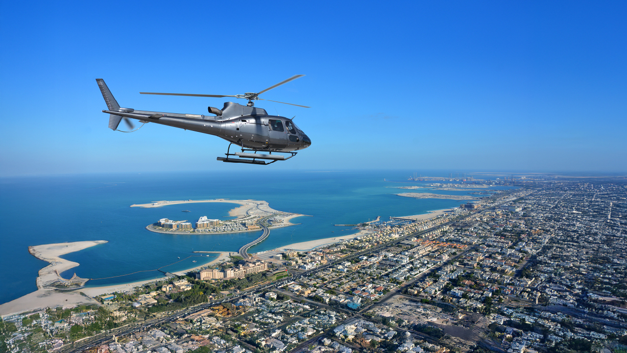 Helicopter Rent in Dubai: See Bluewaters Island from the Air